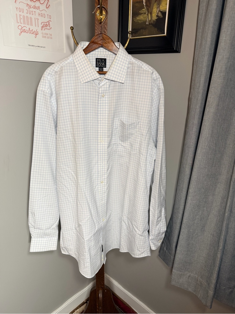 Jos. A. Bank Light Blue and White Windowpane Dress Shirt